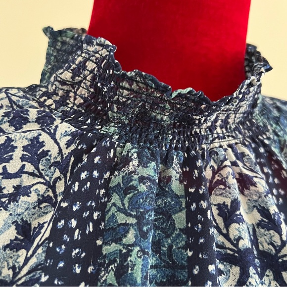 Susan Graver chiffon smocked neck fully lined top - Picture 4 of 11